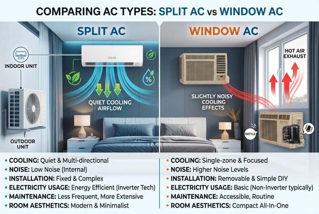 Split AC vs Window AC comparison