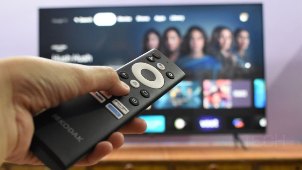 Kodak Matrix QLED Google TV displaying vibrant visuals with smart entertainment features