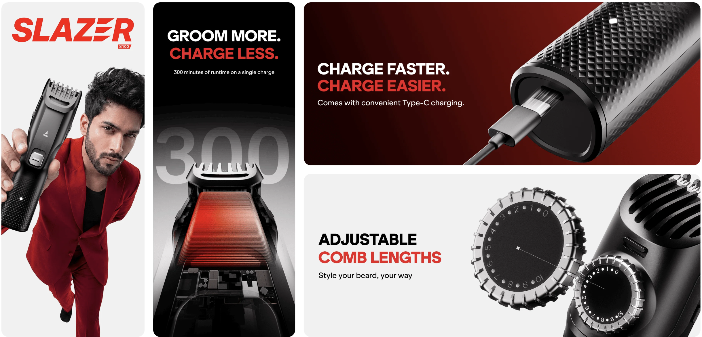 Boat Slazer S100, K100+, and K100 Pro grooming trimmers launched in India with premium features and multiple grooming attachments.