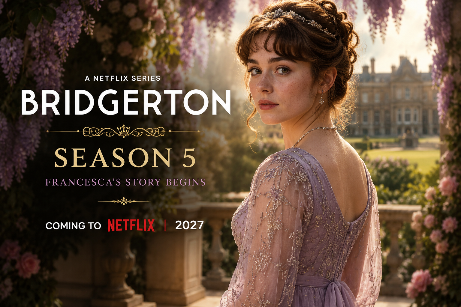 Francesca Bridgerton in Bridgerton Season 5 promotional artwork